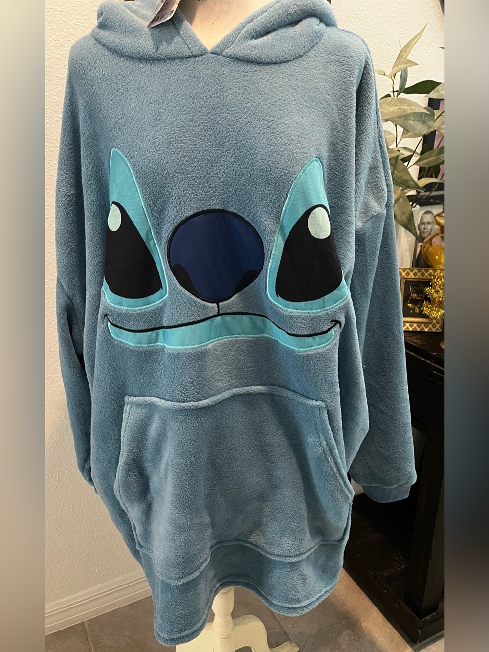 Disney Plush Stitch Ohana Face Oversized Hoodie with Ears